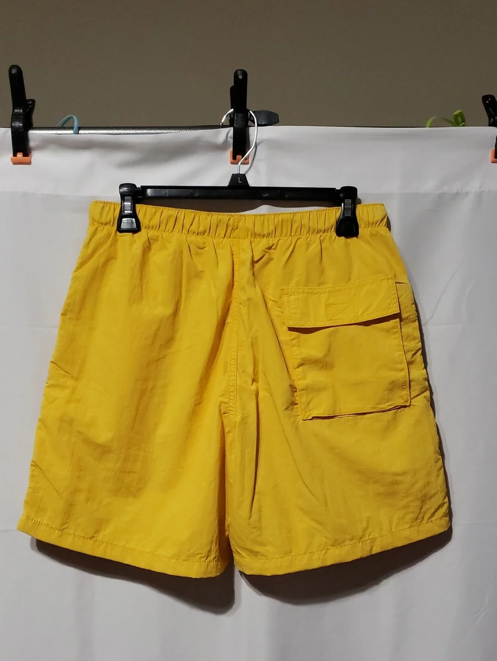 Men's LCKR Vibrant Yellow Drawstring Swim Trunks With Mesh Liner. Size: Medium